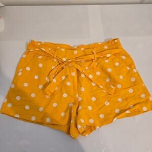 LOFT Yellow Polka Dot Linen Blend Shorts Women’s Summer Casual Size M